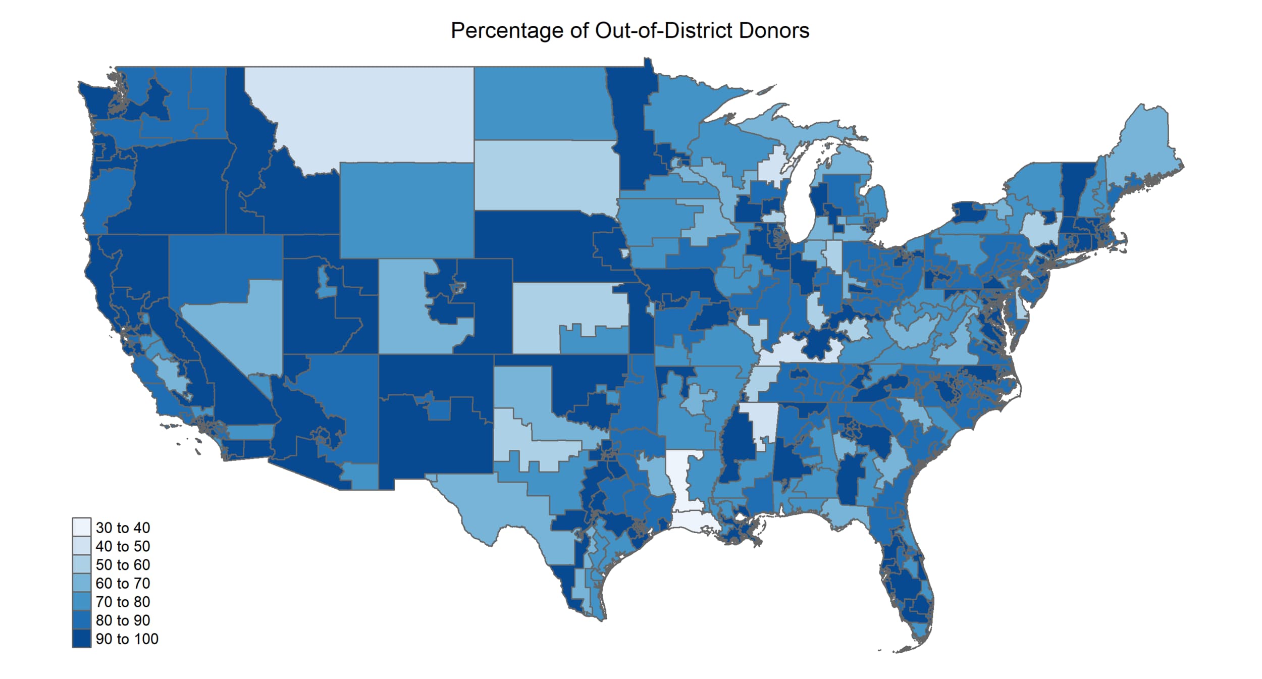 Map of donor contribution outflows between congressional districts
